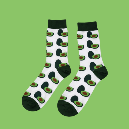 גרביים מעוצבים אבוקדו חצוי לבן