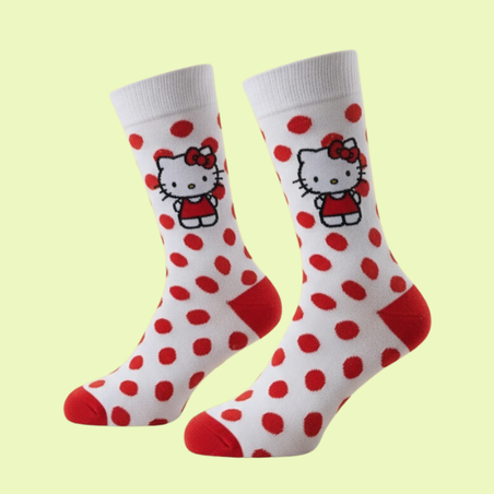 גרביים מעוצבים הלו קיטי לבן