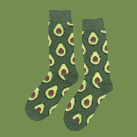 גרביים מעוצבים אבוקדו שחור ירוק