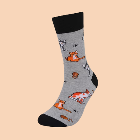 גרביים מעוצבים חתולים וכדורי צמר