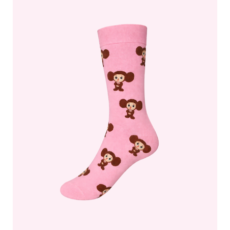 גרביים מעוצבים קוף ציבורשקה ורוד