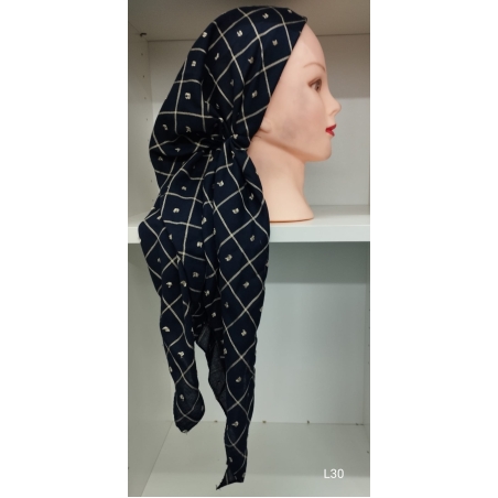 מטפחת קשורה עם גומי סרט מונע החלקה ריבועים כחול זהב
