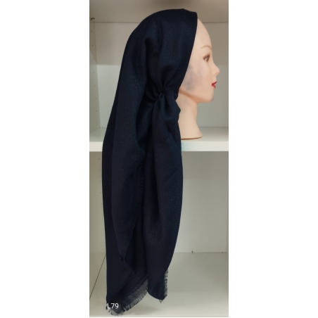 מטפחת קשורה עם סרט גומי מונע החלקה כחול כהה מנצנץ