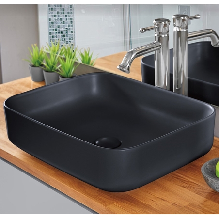 כיור אמבטיה מונח דגם סולי שחור מט