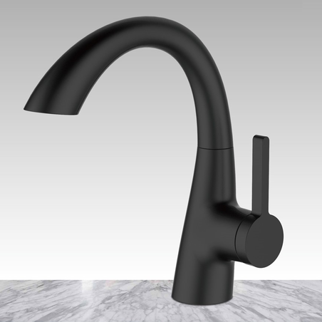 ברז ברבור יוקרתי שחור מט לכיור אמבטיה 721B