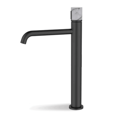 ברז גבוה לכיור מונח שחור מט ידית בטון 633B