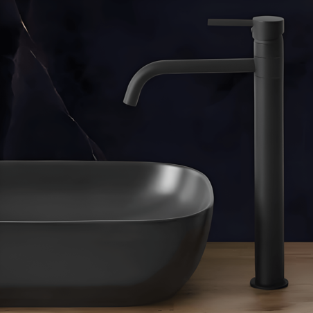 ברז גבוה לכיור מונח ZV446 שחור מט