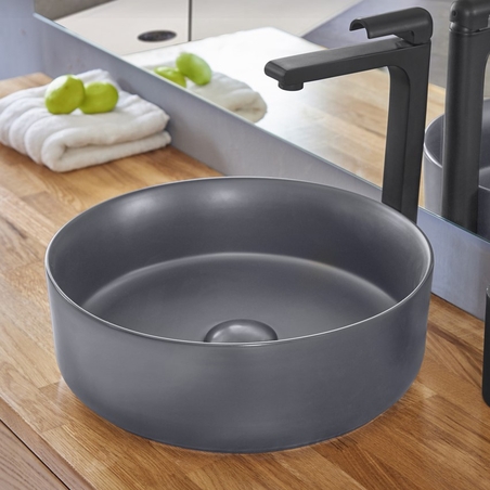 כיור אמבטיה מונח דגם רוז בטון כהה מט