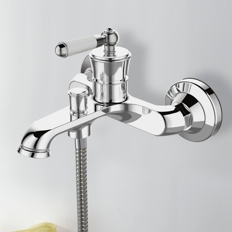 ברז סוללה לאמבטיה רטרו כולל צינור ומזלף