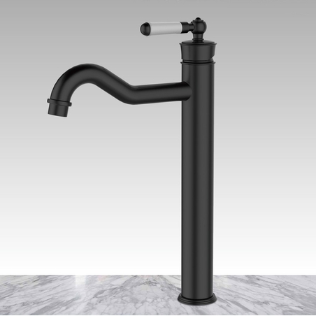 ברז גבוה שחור מט לכיור מונח ידית מעוצבת 522B