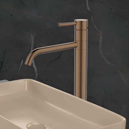 ברז גבוה לכיור מונח ZV446 רוז גולד מוברש