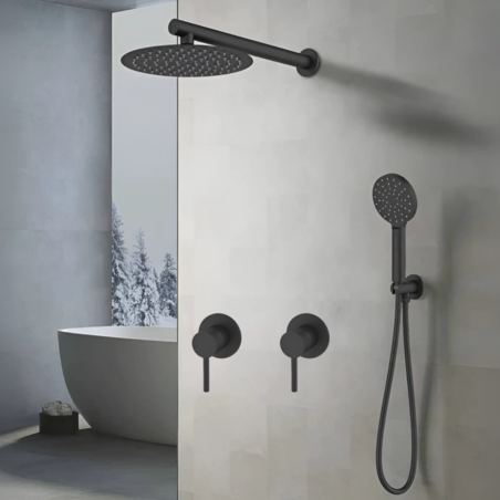 סט 7 חלקים למקלחת שחור מט