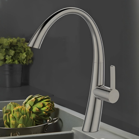 ברז מטבח נשלף 2 מצבים OB0801 ניקל מוברש