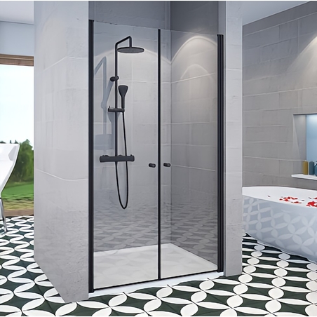 מקלחון חזית שחור (2 דלתות) 70-140 ס