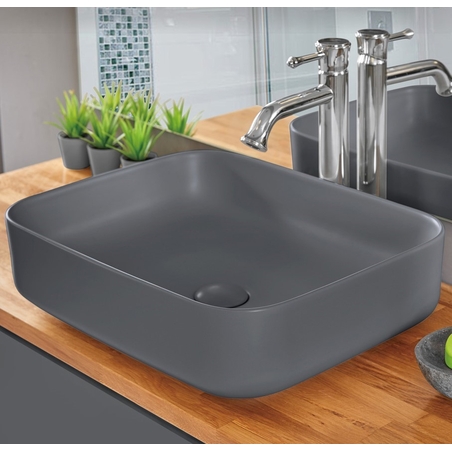 כיור אמבטיה מונח דגם סולי בטון כהה מט