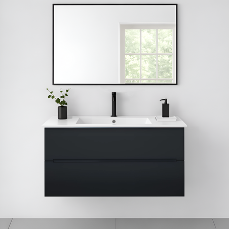 ארון אמבטיה תלוי דגם אודם שחור כולל מראה מרחפת