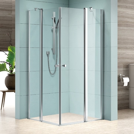 מקלחון פינתי 2 קבועים ו-2 דלתות נפתחות פנימה והחוצה