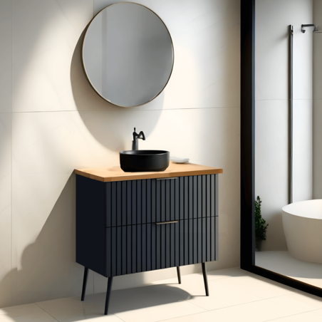 ארון אמבטיה עומד דגם מיתר שחור