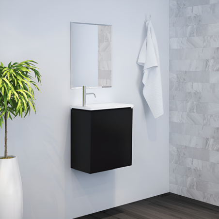 ארון אמבטיה תלוי אסיף 25*43 שחור כולל מראה