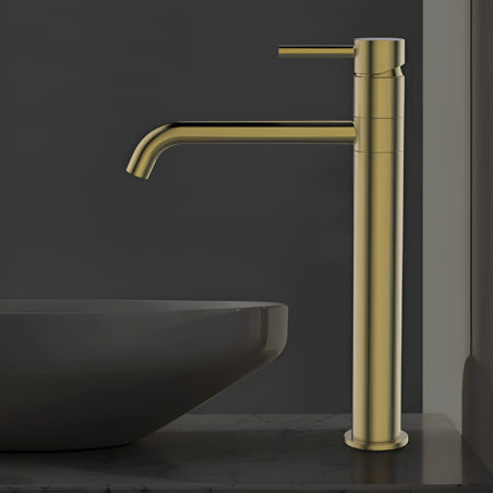 ברז גבוה לכיור מונח ZV446 זהב מוברש