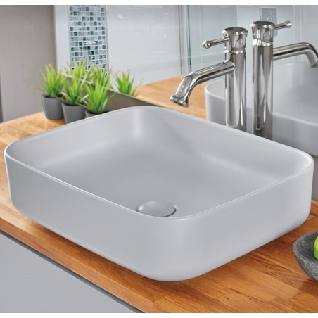 כיור אמבטיה מונח דגם סולי בטון בהיר מט