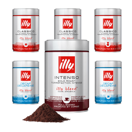 מבצע 6 יח' 250 גר' קפה טחון illy קלייה כהה אינטנסו