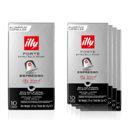 מבצע 50 קפסולות קפה illy קלייה כהה מאוד פורטה - illy forte