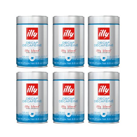 מבצע 6 יחידות קפה טחון illy נטול קפאין 250 גרם בקופסא