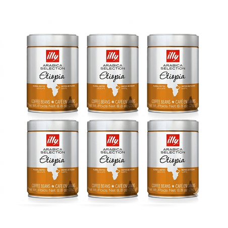 מבצע 6 יח' פולי קפה אילי - 250 גר' קלייה בינונית אתיופיה - illy etiopia