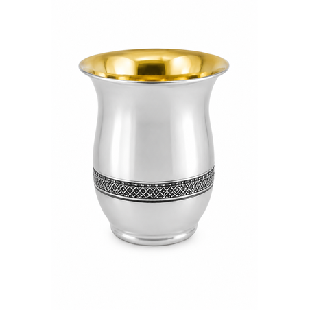 Handmade Kiddush cup with filigree decoration, 925 pure silver