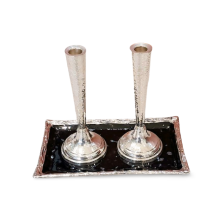 Liquor / candlesticks tray black glass