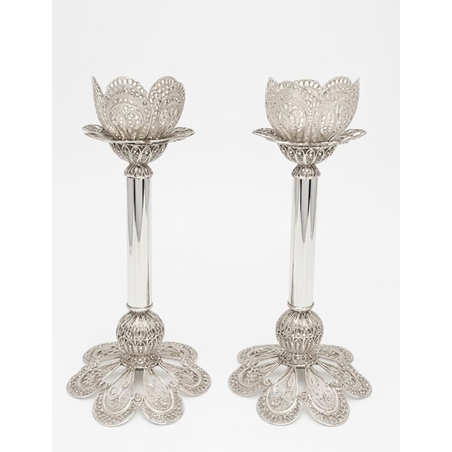 פמוטי פרח L כסף טהור