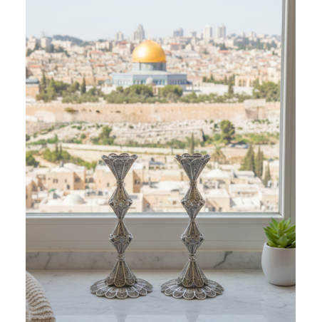 פמוטי יהלומים כסף טהור