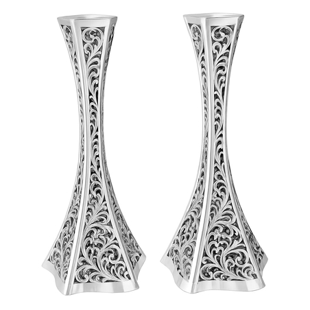 זוג פמוטים כוכב S מנוסר כסף טהור