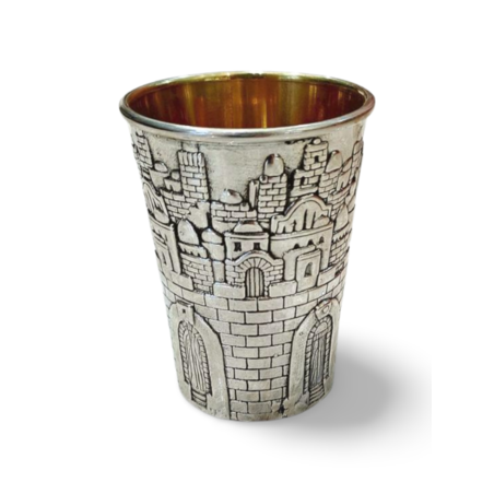 כוס קידוש תבליט ירושלים כסף טהור