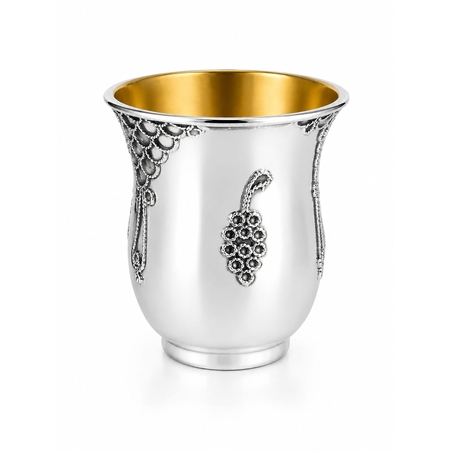 pure silver Kiddush cup, handmade, traditional filigree decoration