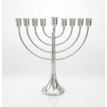 Hanukkah Menorah Arched Pure Silver 925 Handmade Made in Israel