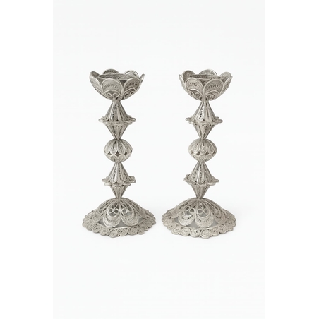 פמוטי פרח מעוין כסף טהור