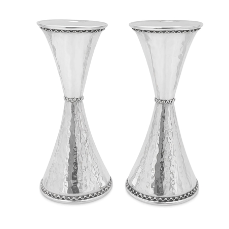 Pure silver hourglass hammerd mini candlesticks