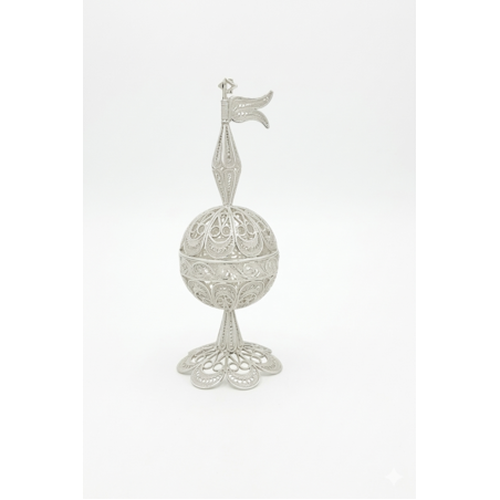 קופסאת בשמים פיליגרין עגול M כסף טהור