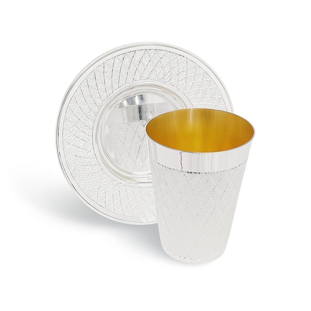 סט קידוש יהלום רשת כסף טהור