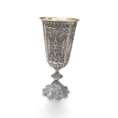 Pure silver filigree kiddush cup