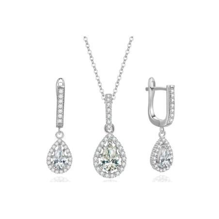 סט תכשיטים לאישה מכסף 925 – סוליטר טיפה