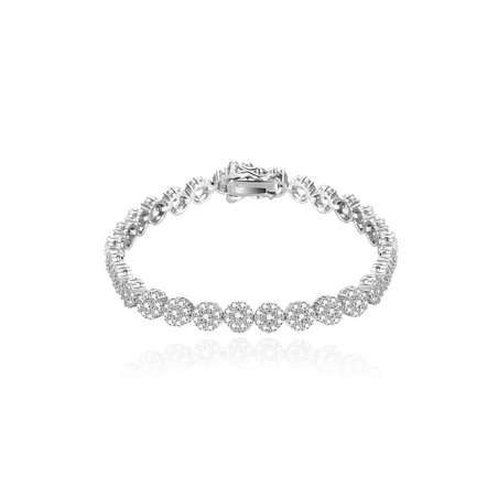 צמיד טניס פרחים משובצים לאישה מכסף 925