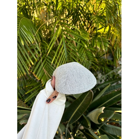 כיפה מהודרת משי פשתן אפור בטון 17 ס