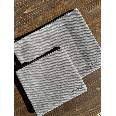 כיסויי טלית תפילין קורדרוי צבע אפור מהודר 29*36