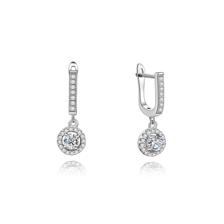 עגילי סוליטר נתלים לאישה מכסף 925