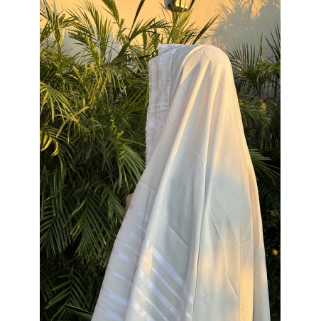 טלית חתנים מהודרת פסים לבנים מידה 60