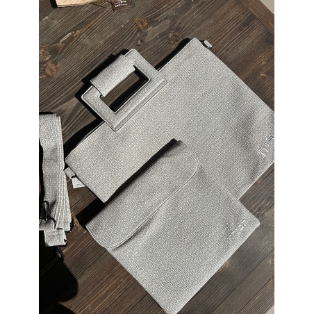 כיסויי טלית תפילין מפוארים דמוי פשתן צבע שמנת אפור משופשף