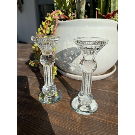 זוג פמוטי קריסטל מהודרים עם אבנים 15 ס